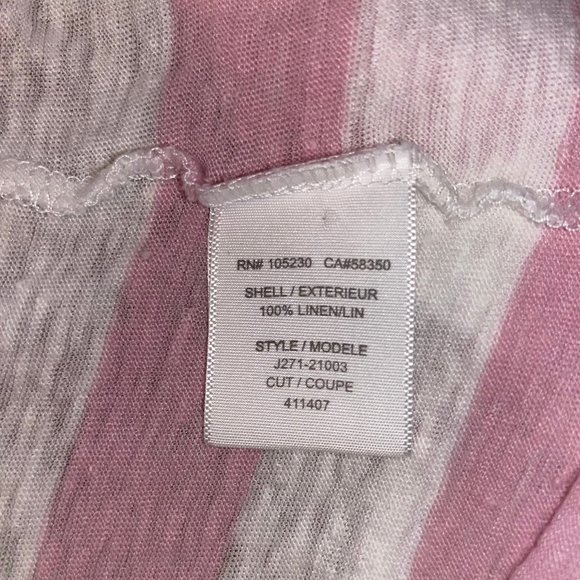 Joie 100% Linen Striped Oversized Pink White Knit Top Stretch XL T-Shirt Tee - Picture 9 of 9
